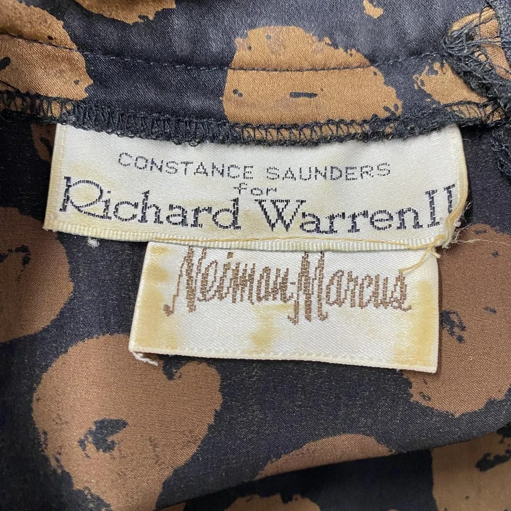 Vintage Richard Warren Neiman Marcus Blouse Womens 8 Black Silk Polka Dot Print - Picture 6 of 13